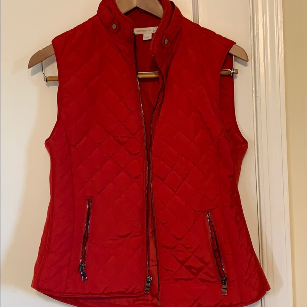 Red quilted vest